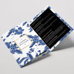 Vintage Blue and White Floral Pattern Brochure