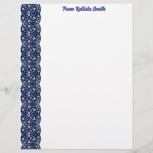 Vintage Blue and White Flower Border Letterhead
