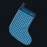 Vintage Blue and White Gingham Plaid Personalized  Small Christmas Stocking<br><div class="desc">Bring classic charm to your holiday decor with this vintage blue and white gingham plaid personalized Christmas stocking. The timeless plaid pattern adds a cozy, nostalgic touch to your mantel, while the option to customize with a name makes it a special keepsake. Perfect for those looking for personalized Christmas stockings,...</div>