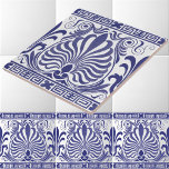 Vintage Blue And White Greek Frieze Pattern Tile<br><div class="desc">This is a digitally enhanced blue and white print derived from an antique Greek frieze design vintage illustration. You can customize the background colour.</div>