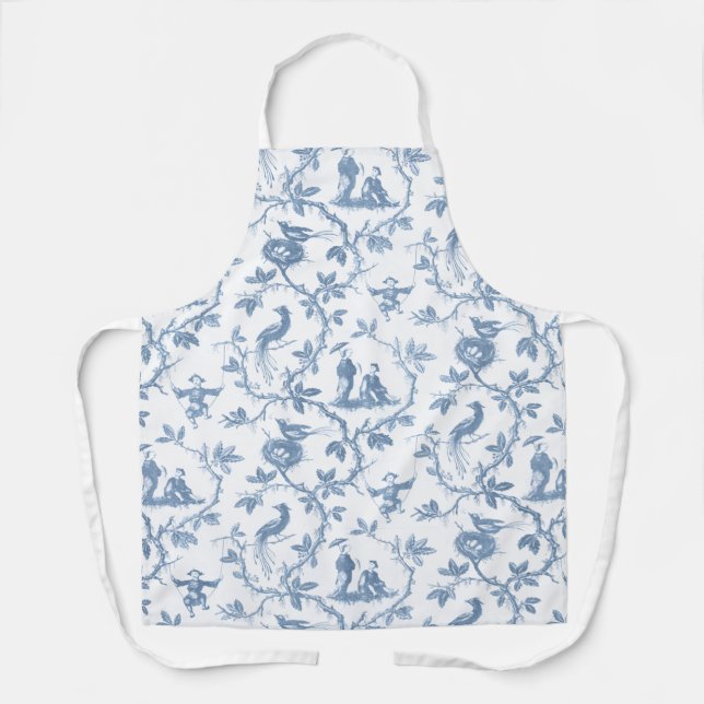 Vintage Blue and White Japonaiserie w/Birds Apron (Front)