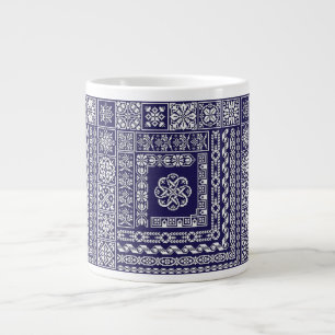 Vintage Blue and White Moroccan Pattern Large Coffee Mug
