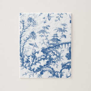 Vintage Blue and White Pagoda Chinoiserie Jigsaw Puzzle