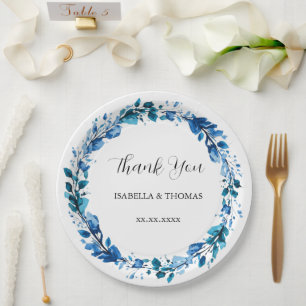 Vintage Blue and White Porcelain Floral Botanical  Paper Plate