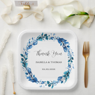Vintage Blue and White Porcelain Floral Botanical  Paper Plate