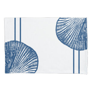 Vintage blue and white seashell print pillowcase