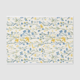Vintage Blue and Yellow Flower Art Pattern No. 2 Tissue Paper