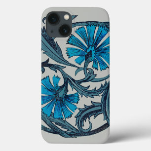 Vintage Blue Antique Flower art rustic Tile Decor iPhone 13 Case