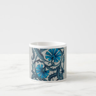 Vintage Blue Antique Flower art rustic Tile Decor Espresso Cup