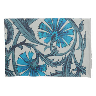 Vintage Blue Antique Flower art rustic Tile Decor Pillowcase