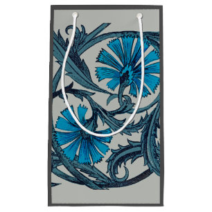 Vintage Blue Antique Flower art rustic Tile Decor Small Gift Bag