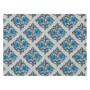 Vintage Blue Antique Flower art rustic Tile Decor Tablecloth
