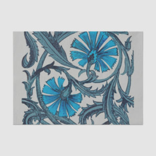 Vintage Blue Antique Flower art rustic Tile Decor Tissue Paper