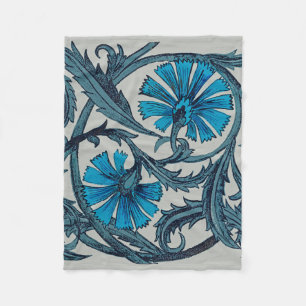 vintage blue antique flower arts crafts rustic fleece blanket