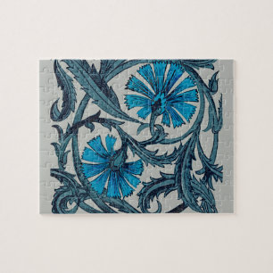 vintage blue antique flower arts crafts rustic jigsaw puzzle