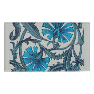 vintage blue antique flower arts crafts rustic name tag