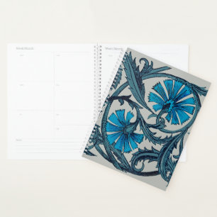 vintage blue antique flower arts crafts rustic planner