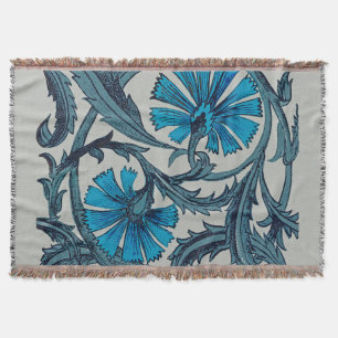 vintage blue antique flower arts crafts rustic throw blanket