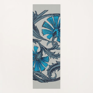 vintage blue antique flower arts crafts rustic yoga mat