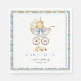 Vintage Blue Baby Carriage Luncheon Napkin