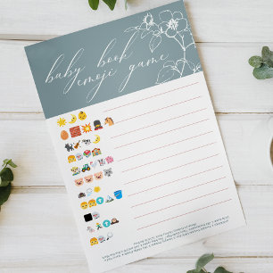 Vintage Blue Baby Shower Baby Book Emoji Game Flyer