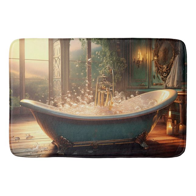 Vintage Blue Bathtub Bath Mat (Front)