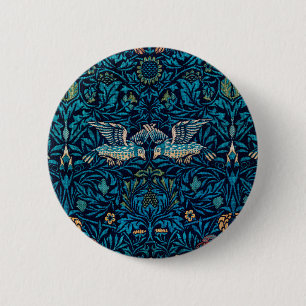 Vintage Blue Bird by William Morris 2 Inch Round Button