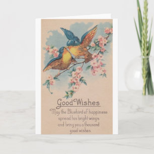 Vintage Blue Birds Bonne Voix Carte de voeux