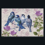 Vintage Blue Birds, Purple Flowers, Lavender Music Tissue Paper<br><div class="desc">Vintage blue birds and purple flowers on lavender sheet music tissue paper is perfect for stuffing a gift bag. Also,  great for decoupage,  scrap booking,  junk journals,  invitations,  or any of your creative projects.</div>