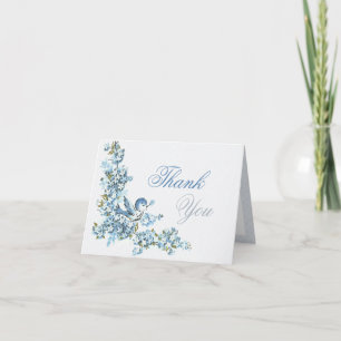 Vintage Blue Birds Winter Wedding Thank You Card