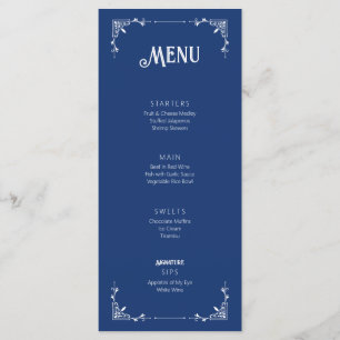 Vintage Blue Birthday Menu Flat Card 