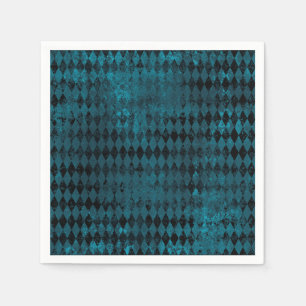 Vintage Blue & Black Harlequin Pattern  Napkin