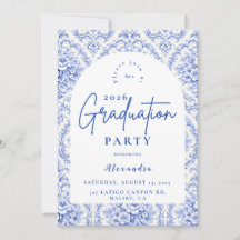 Vintage Blue Botanical Graduation Party