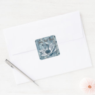 Vintage Blue Botanical Illustration Square Sticker
