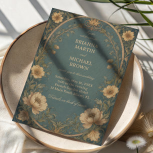 Vintage Blue Botanical Invitation