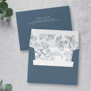 Vintage Blue Botanical Wedding Envelope