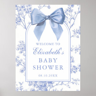 Vintage Blue Bow Baby Shower Welcome Sign