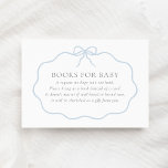 Vintage Blue Bow Boy Baby Shower Books for Baby Enclosure Card<br><div class="desc">Invite friends and family to bring a book for baby with this elegant blue bow themed baby shower enclosure card.</div>