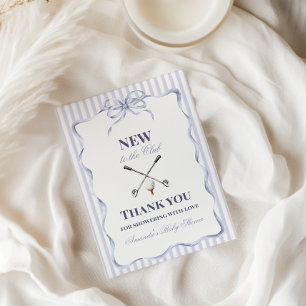 Vintage Blue Boy New to the Club Golf Baby Shower Thank You Card