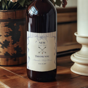 Vintage Blue Boy New to the Club Golf Baby Shower Wine Label