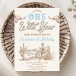 Vintage Blue Boys Wild Year 1st Birthday  Invitation<br><div class="desc">Vintage Blue Boys Wild Year 1st Birthday Invitation

Blue and brown boy's vintage style first rodeo birthday invitation with a desert landscape with cactus,  longhorn cows,  sun and a rope like text heading.  This boy's first rodeo birthday invitation is ideal for a boys wild west themed first birthday party.</div>