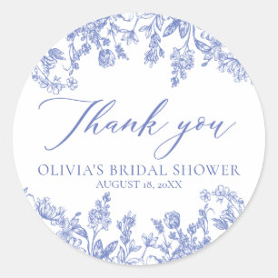 Vintage Blue Bridal Shower Thank You Stickers