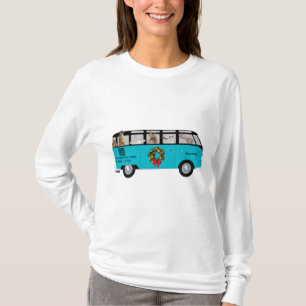 vintage blue bus Holiday Bunny Humor T-Shirt