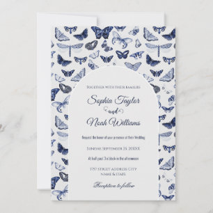 Vintage Blue Butterflies Invitation