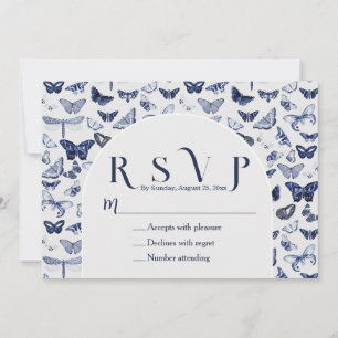 Vintage Blue Butterflies Invitation