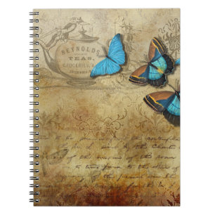 Vintage Blue Butterflies Notebook