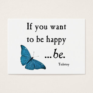 Vintage Blue Butterfly and Tolstoy Happiness Quote