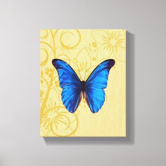 Vintage Blue Butterfly art Canvas Print (Front)