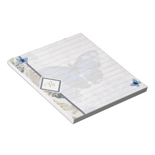 Vintage blue butterfly notepad