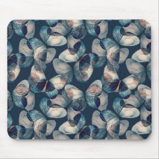 Vintage Blue Butterfly Pattern Mouse Pad